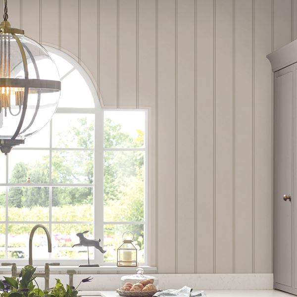 Chalford Wood Panelling Wallpaper - Dove Grey